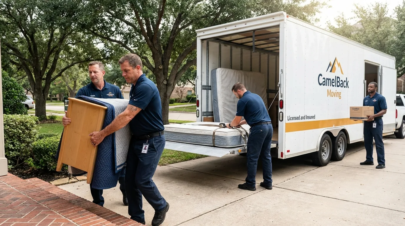 Crew loading residential truck for cross-state move from Virginia City, NV